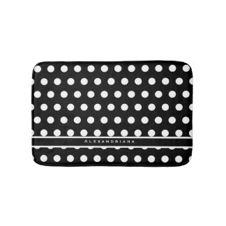 Modern Black and White Polka Dots Badmat
