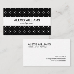 Modern Black and White Polka Dots White Stripe Visitekaartje