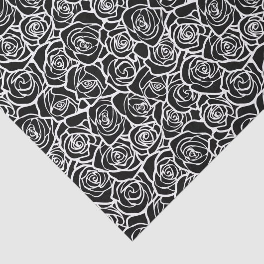 Modern Black and White Roses Chic Floral Pattern Tissuepapier (Detail)