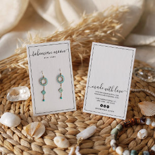 Modern black and white script earring display card