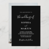 Modern Black and White Script Photo Wedding Kaart (Voorkant / Achterkant)