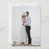 Modern Black and White Script Photo Wedding  Kaart (Achterkant)