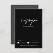 Modern Black and White Script Wedding RSVP Kaart (Voorkant / Achterkant)