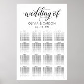 Modern Black and White Script Wedding Seating Seat Poster (Voorkant)