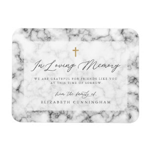 Modern Black and White Simple Faux Cross Memorial Magneet