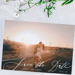 Modern Black and White Simple Photo The Wedding Save The Date