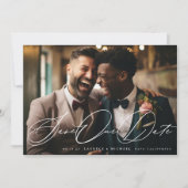 Modern Black and White Simple Photo The Wedding Save The Date (Voorkant)