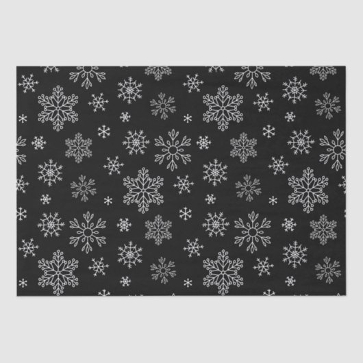 Modern Black and White Snowflake Pattern Tissue Tissuepapier (Voorkant)