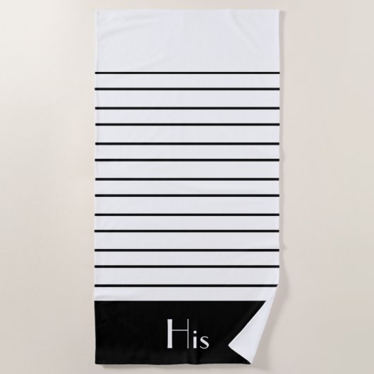 Modern Black and White Stripe Cozy Strandlaken (Voorkant)