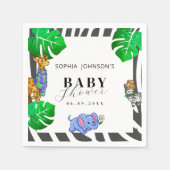 Modern Black and White Stripe Safari Baby Shower Servet (Voorkant)