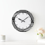 Modern Black and White Stripes Crosshatch Grote Klok (Huis)