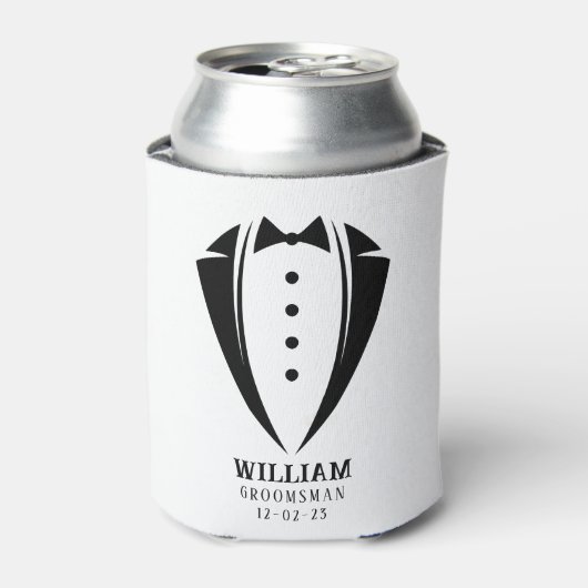 Modern Black and White Tuxedo Groomsman Gift Blikjeskoeler (Blikje Voorkant)