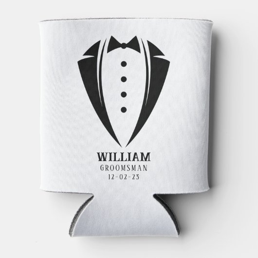 Modern Black and White Tuxedo Groomsman Gift Blikjeskoeler (Voorkant)