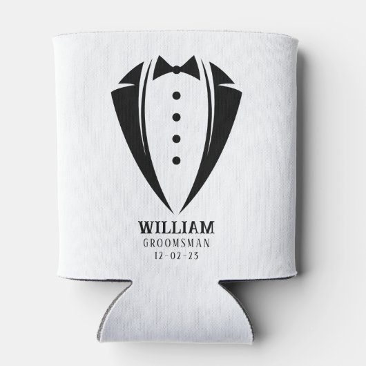 Modern Black and White Tuxedo Groomsman Gift Blikjeskoeler (Achterkant)