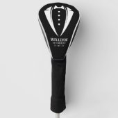Modern Black and White Tuxedo Groomsman Gift Golfheadcover (Voorkant)