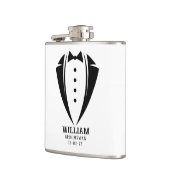 Modern Black and White Tuxedo Groomsman Gift Heupfles (Links)