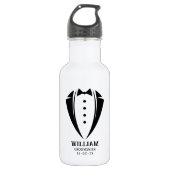 Modern Black and White Tuxedo Groomsman Gift Waterfles (Voorkant)