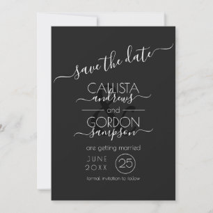 Modern Black and White Typography Wedding Save The Date