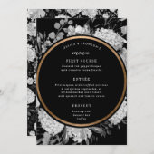 Modern Black and White Waterverf Floral Wedding Menu (Voorkant / Achterkant)