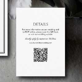 Modern Black and White Wedding Details Qr Code Informatiekaartje