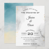 Modern Black and White Wedding Invitation Kaart (Voorkant / Achterkant)