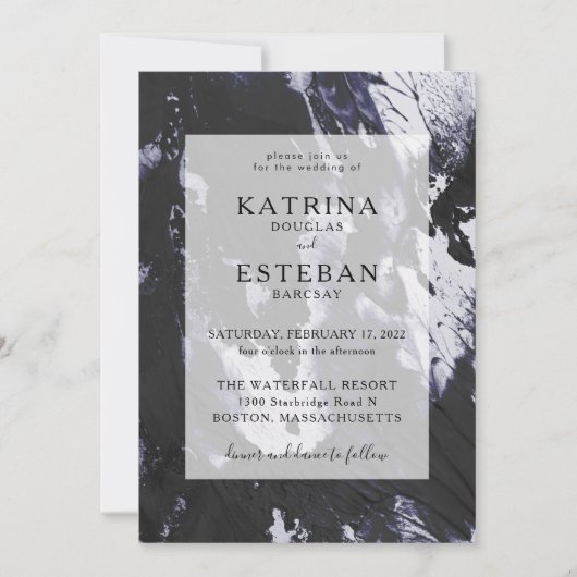 Modern Black and White Wedding Kaart (Voorkant)