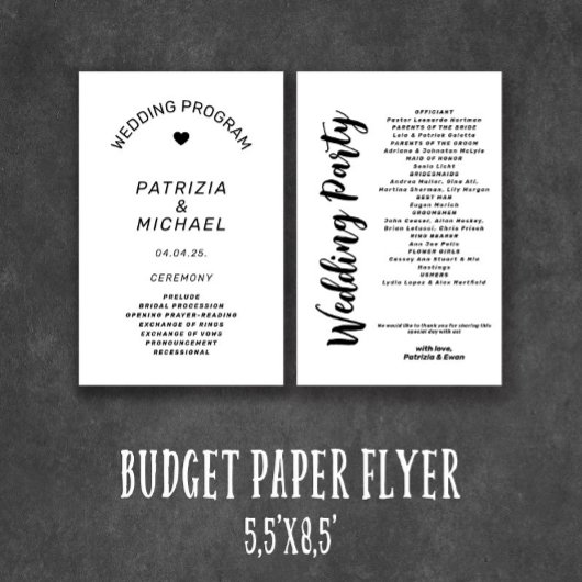 Modern Black and White Wedding Programme Flyer