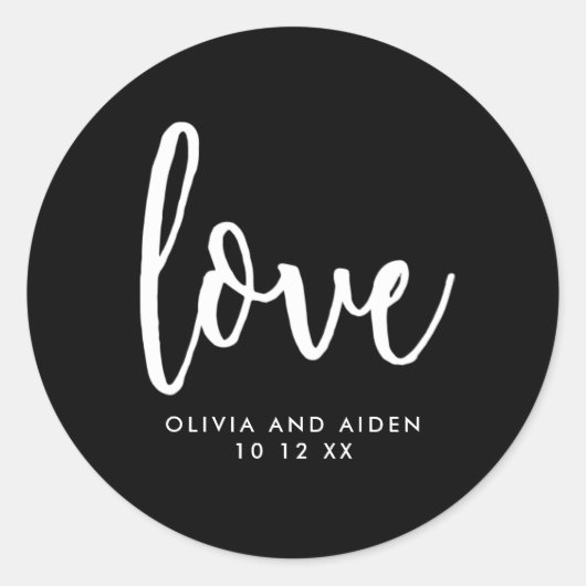 Modern Black and White Wedding Ronde Sticker (Voorkant)
