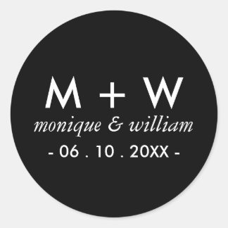 Modern Black and White Wedding Ronde Sticker