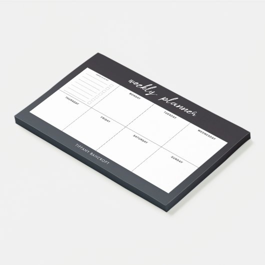 Modern Black and White Weekly Planner Post-it® Notes (Schuin)