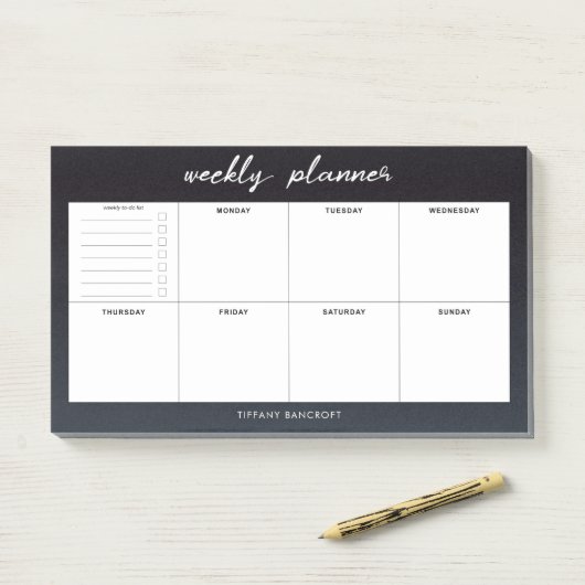 Modern Black and White Weekly Planner Post-it® Notes (Op bureau)