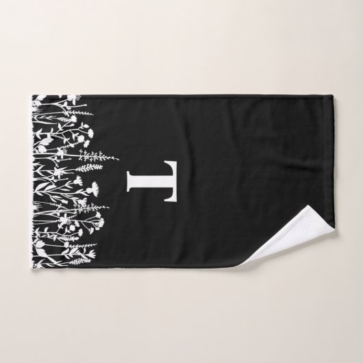 Modern Black and White Wildflower Custom Handdoek (Handdoek)