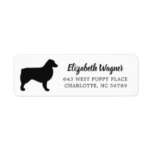 Modern Black Australian Shepherd Silhouette Etiket