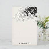 Modern Black Bamboo Zen Asian Wedding Stationery Briefpapier (Staand voorkant)