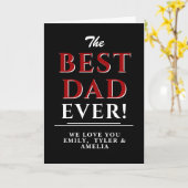 Modern Black Best Dad Red Typography Vader's day Kaart (Gele Bloem)