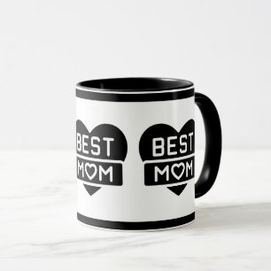 Modern Black Best mama Happy Moederdag Heart Mok