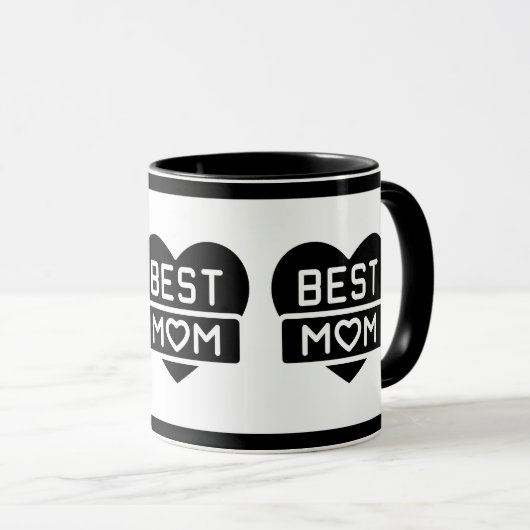 Modern Black Best mama Happy Moederdag Heart Mok (Voorkant rechts)