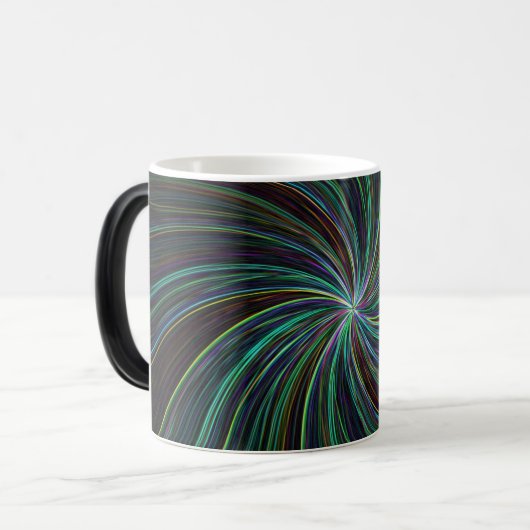 Modern Black Blauwgroen Wavy Lines Abstract Cool T Magische Mok (Voorkant links)
