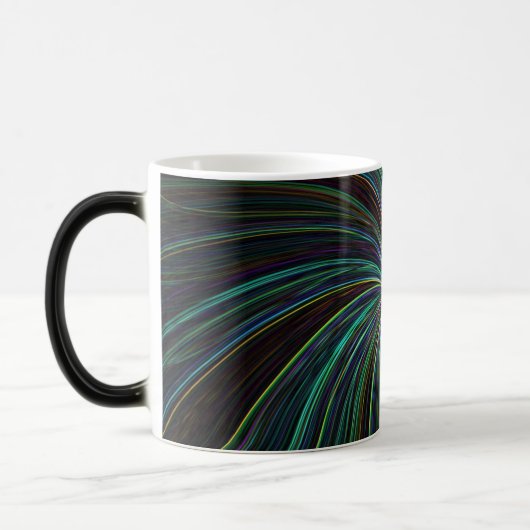 Modern Black Blauwgroen Wavy Lines Abstract Cool T Magische Mok (Links)