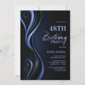 Modern Black Blue Birthday Party Kaart (Voorkant)