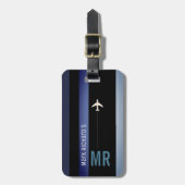 Modern Black Blue Hoesje met zijn naam Bagagelabel (Voorkant verticaal)