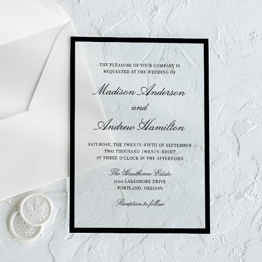 Modern Black Border Wedding Acryl Uitnodigingen