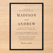 Modern Black Border Wedding Acryl Uitnodigingen (Voorkant)