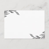 Modern Black Botanical Wedding Guest Details Kaart (Achterkant)