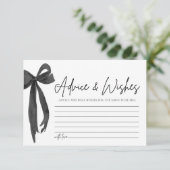 Modern Black Bow Advies & Wishes Vrijgezellenfeest Kaart (Staand voorkant)