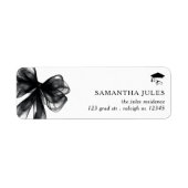 Modern Black Bow Afstuderen Retouradres Etiket (Voorkant)