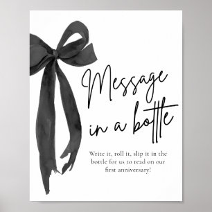 Modern Black Bow bericht in een fles teken spel Poster