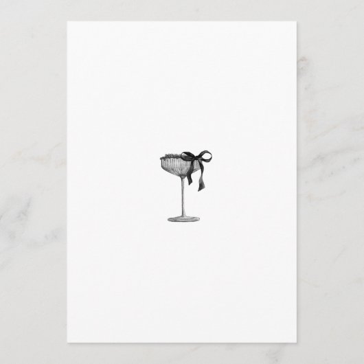 Modern Black Bow Champagne Birthday Invitation (Dos)