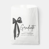 Modern Black Bow Coquette Afstuderen Afstuderen Bedankzakje (Voorkant)