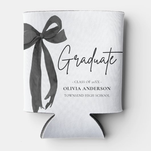 Modern Black Bow Coquette Afstuderen Afstuderen Blikjeskoeler (Voorkant)